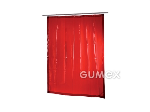 Schweißvorhang mit Stahlbügelringen, Breite 1400mm, Länge 1800mm, rot-orange transparent, 